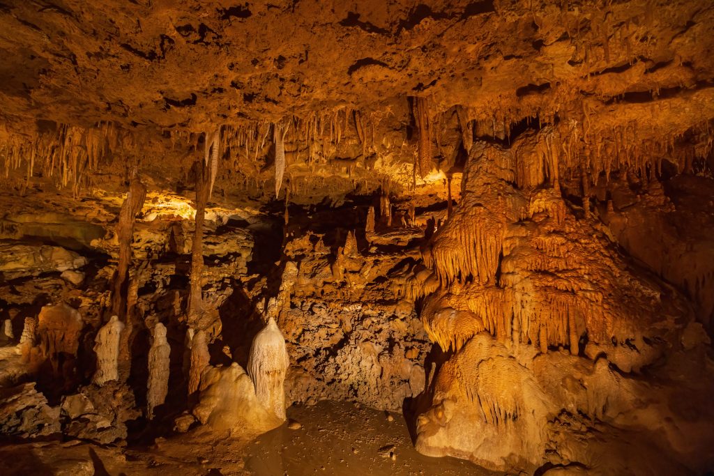 Interior view of the cave of Inner Space Cavern